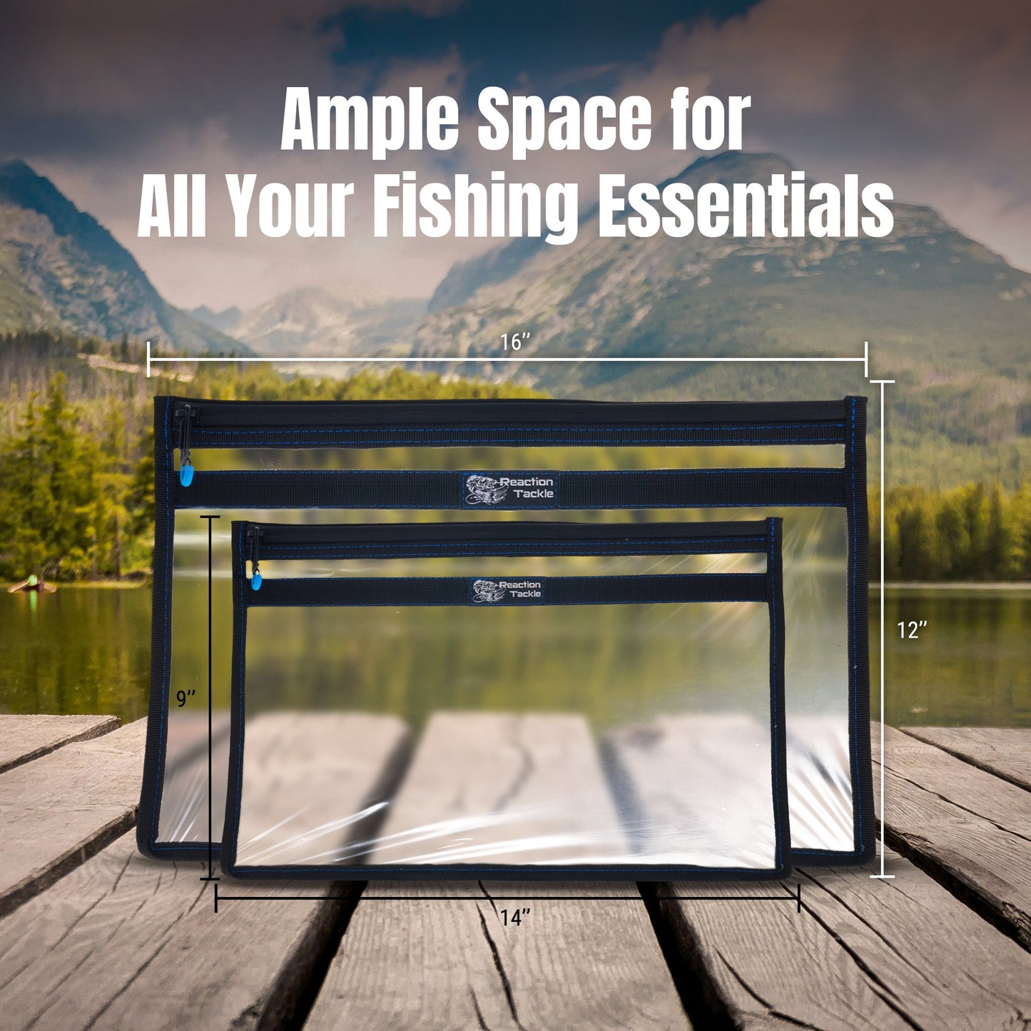 Reaction Tackle Clear Storage Bag Tackle Pak - Water-Resistant Plastic Storage - New